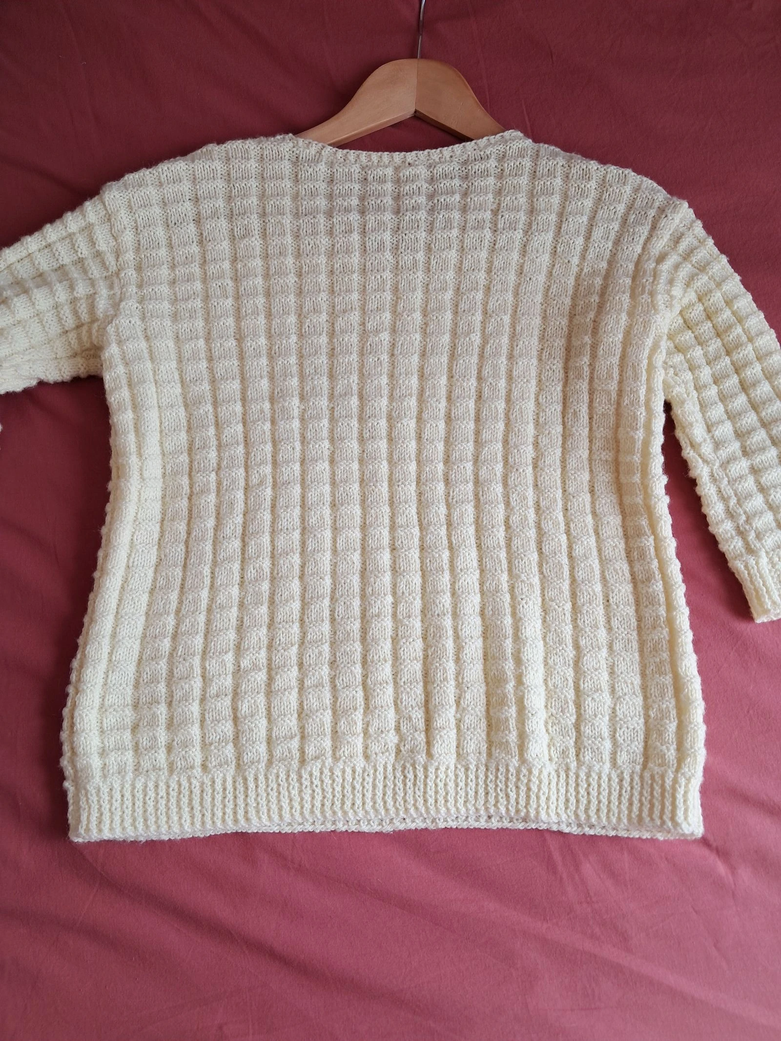 Hand-knitted yellow sweater size 34 36 with 3/4 sleeves – photo 7